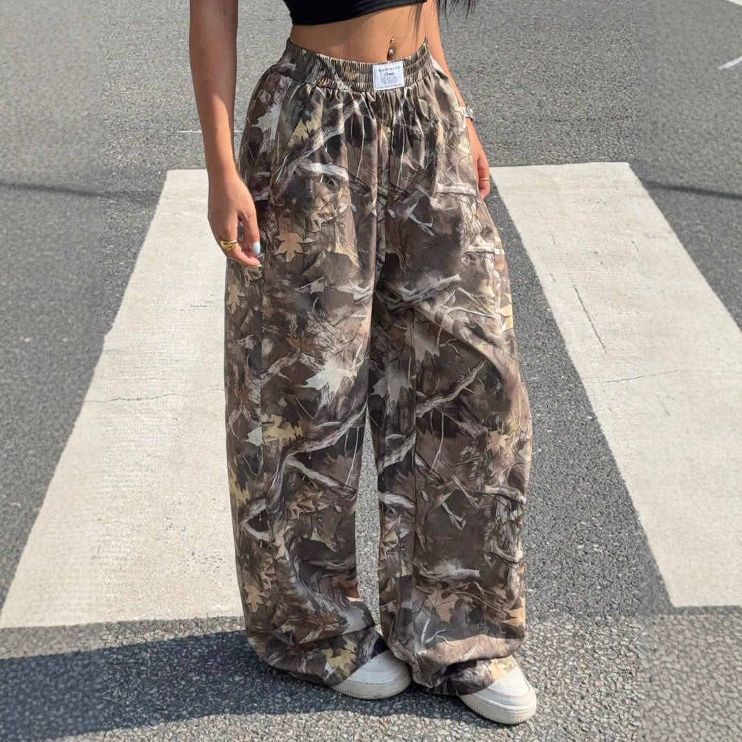 Slimming Casual Pants. Hip Hop Retro Street Multi-pocket Camouflage Cargo Pants, Y2k Grunge Baggy Trousers