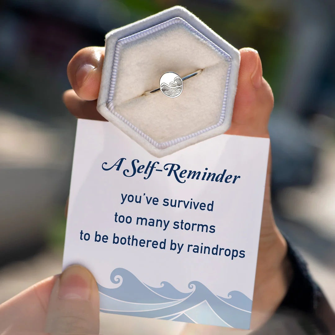 S925 Pure Silver Sea Wave Storm Ring. Female Simple