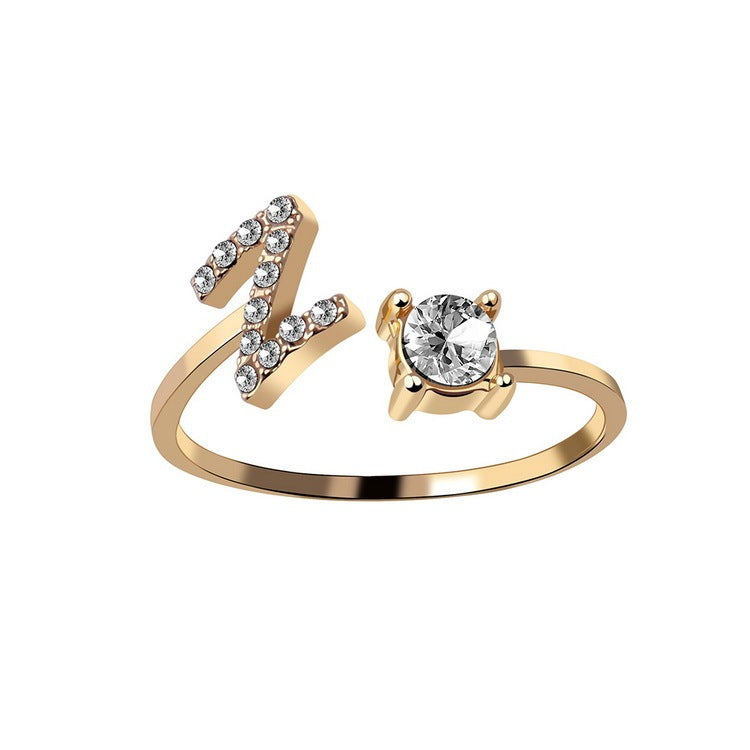 Adjustable 26 Initial Letter Rings. Fashion Simple Elegant Jewelry for Women