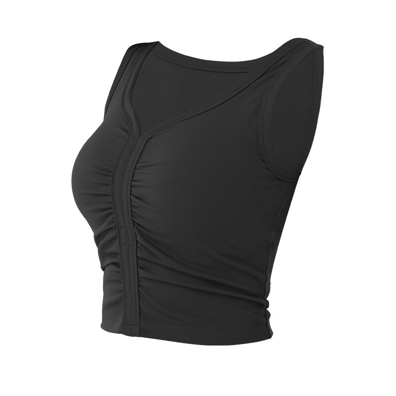 V-Neck Slim Fit Women's Yoga Tank Top with Pads