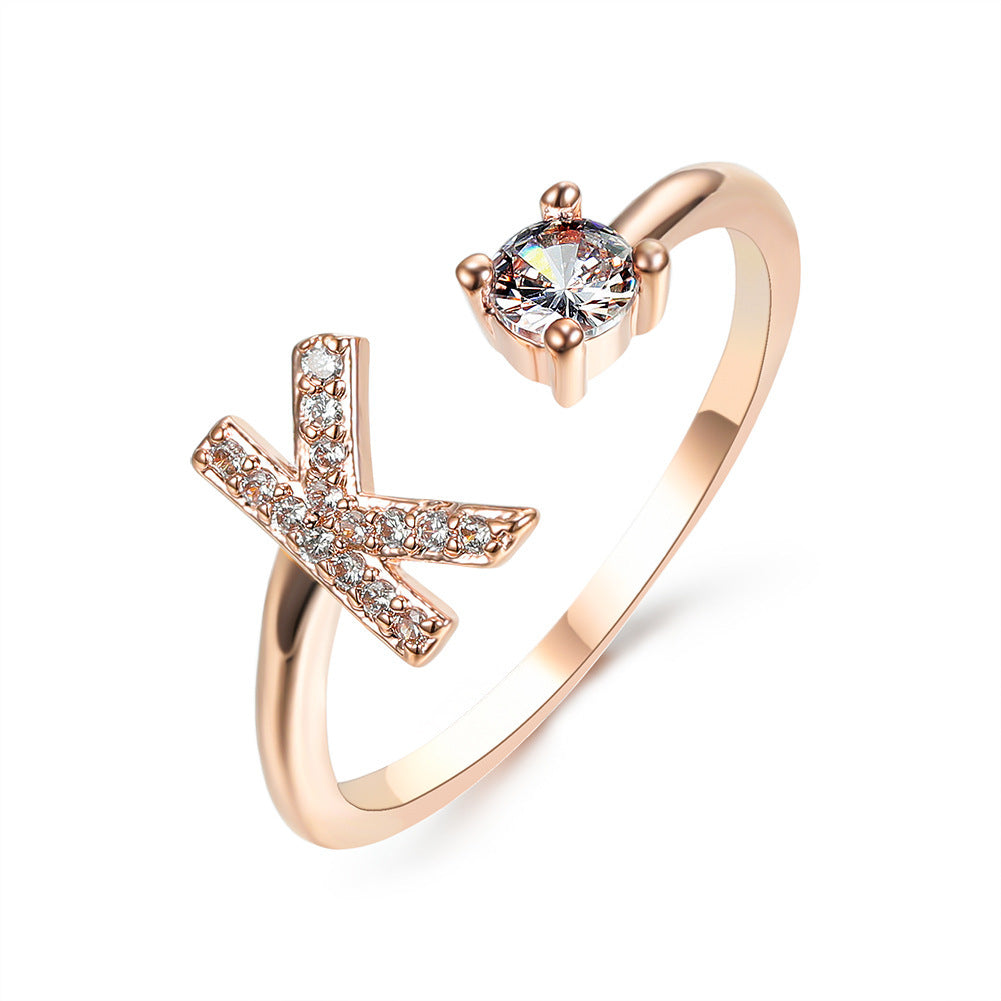 Adjustable 26 Initial Letter Rings. Fashion Simple Elegant Jewelry for Women