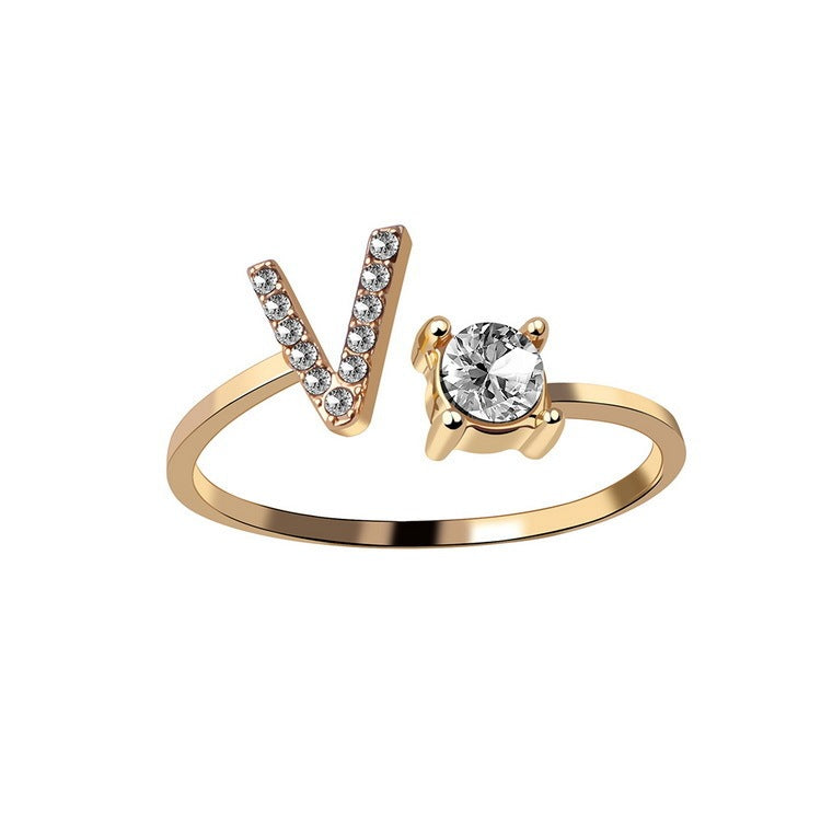 Adjustable 26 Initial Letter Rings. Fashion Simple Elegant Jewelry for Women
