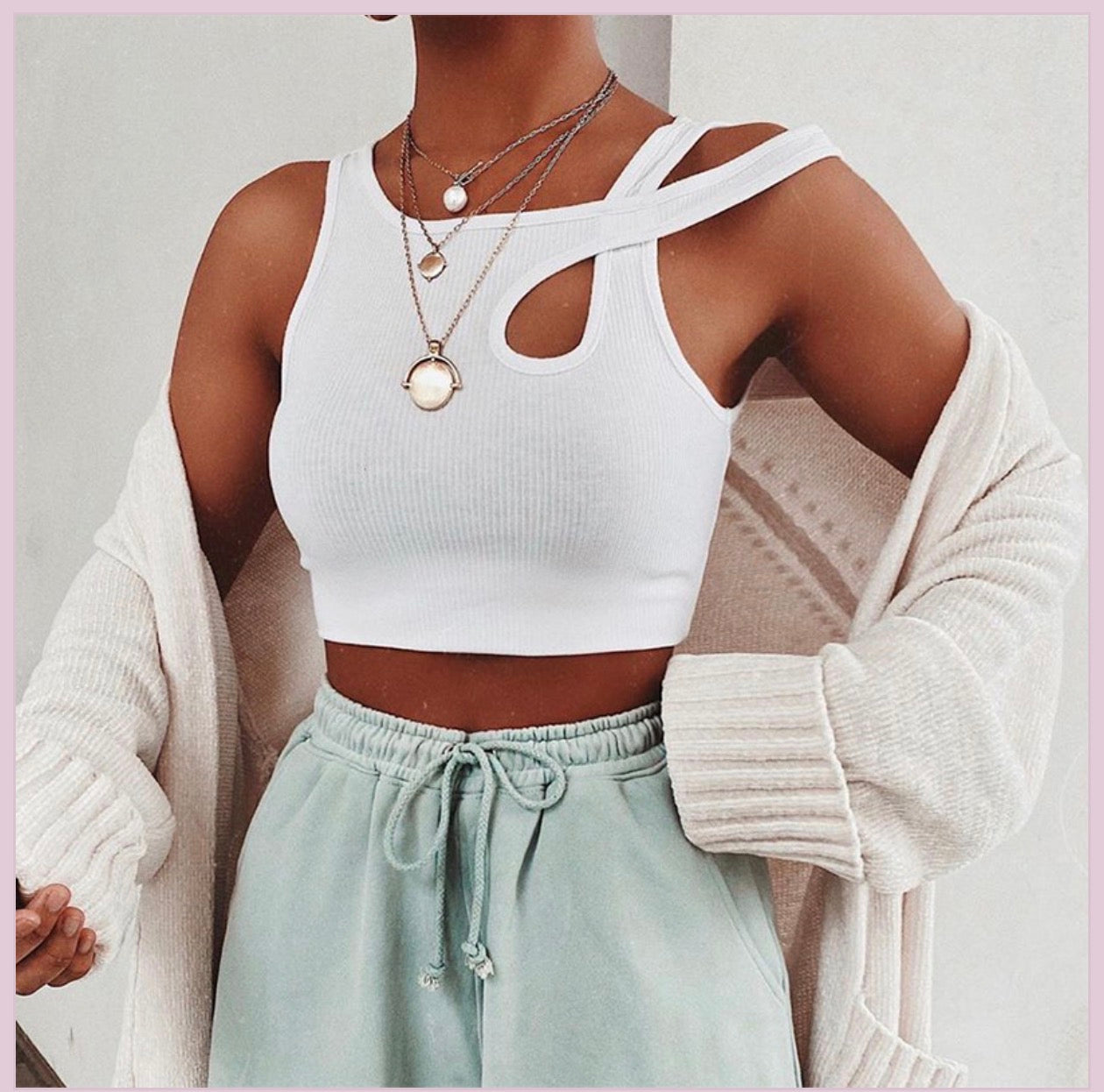 Women's Asymmetrical Ribbed Crop Top Tank Top