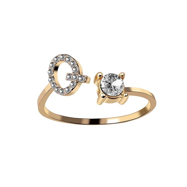 Adjustable 26 Initial Letter Rings. Fashion Simple Elegant Jewelry for Women