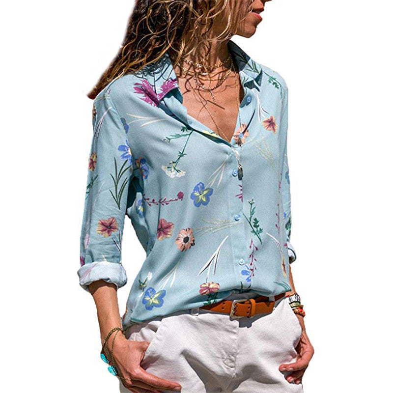 Casual long-sleeved solid color stitching chiffon shirt ladies top