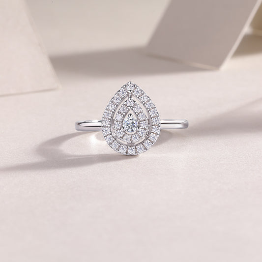 Set Of Large Diamond Rings. Luxury Fashion Set With Moissanite Silver Rings