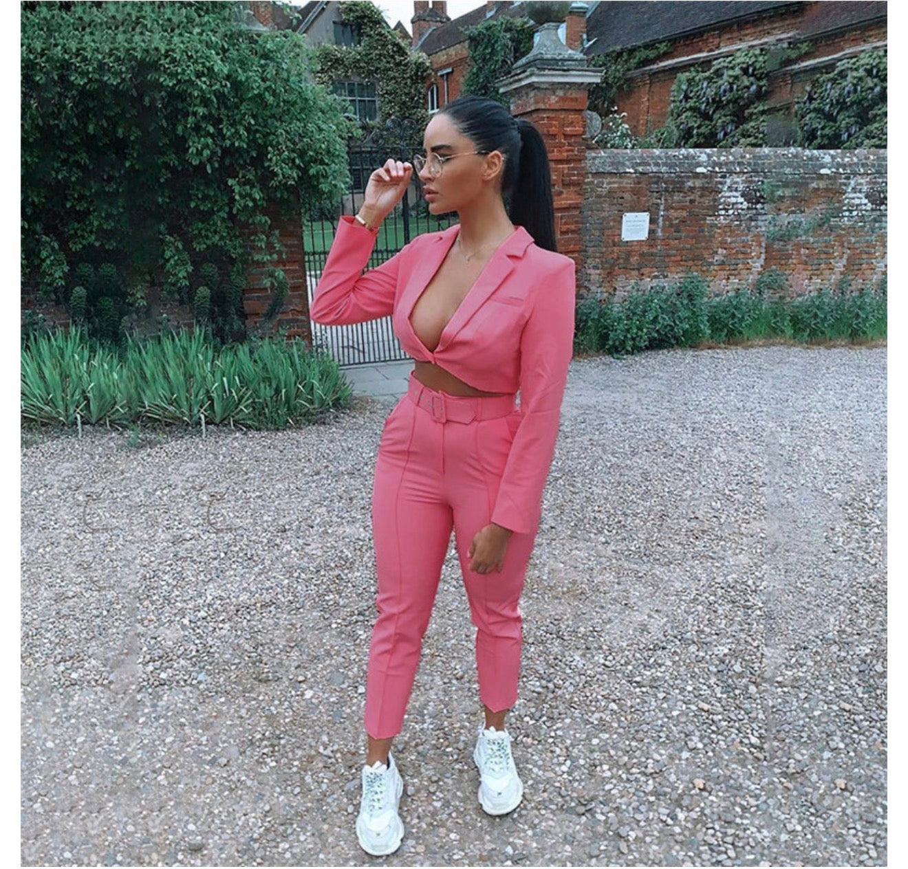 Women's Unbuttoned Blazer Two-Piece Set