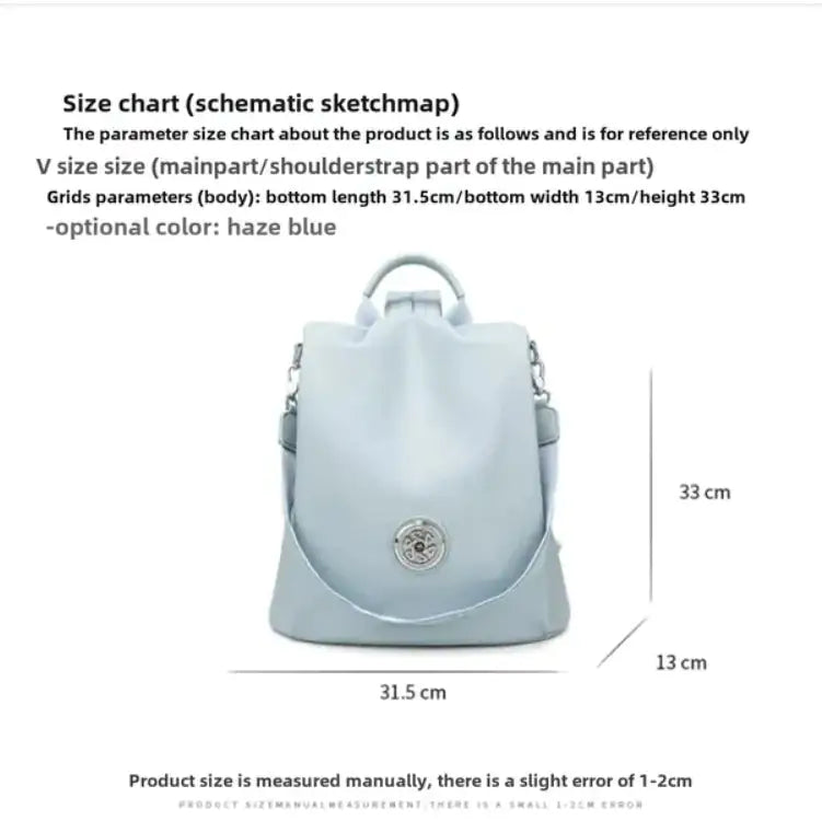 Haze Blue New Fashion Shoulder bag. Leisure Ladies Backpack Large Capacity