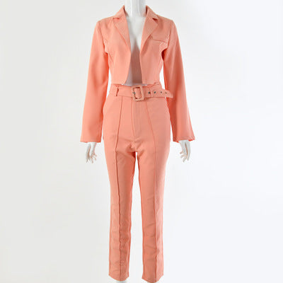 Women's Unbuttoned Blazer Two-Piece Set