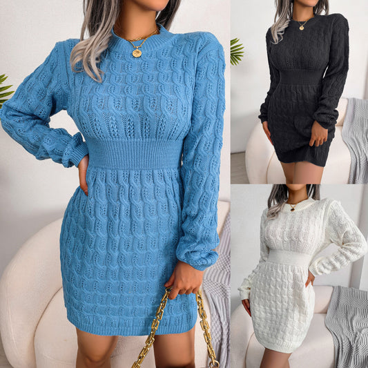 Casual Twisted Waist-cinching Bodycon Dress, Sweater Dress Base for women