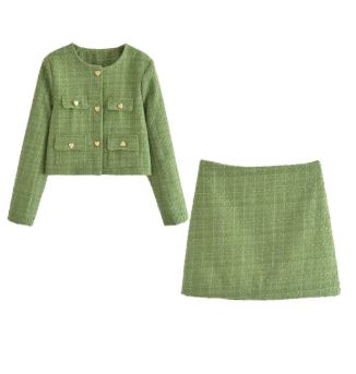 Women's Woolen Skirt Jacket Coat Set