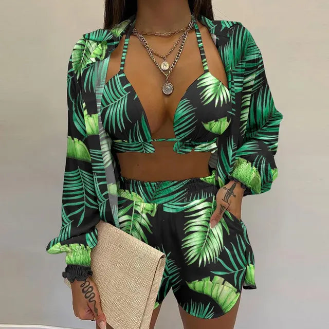 Summer Women's Sexy Three-Piece Beach Outfit