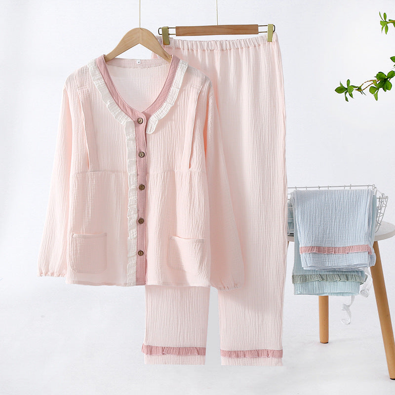 Cotton Double-Layer Maternity Nursing Homewear