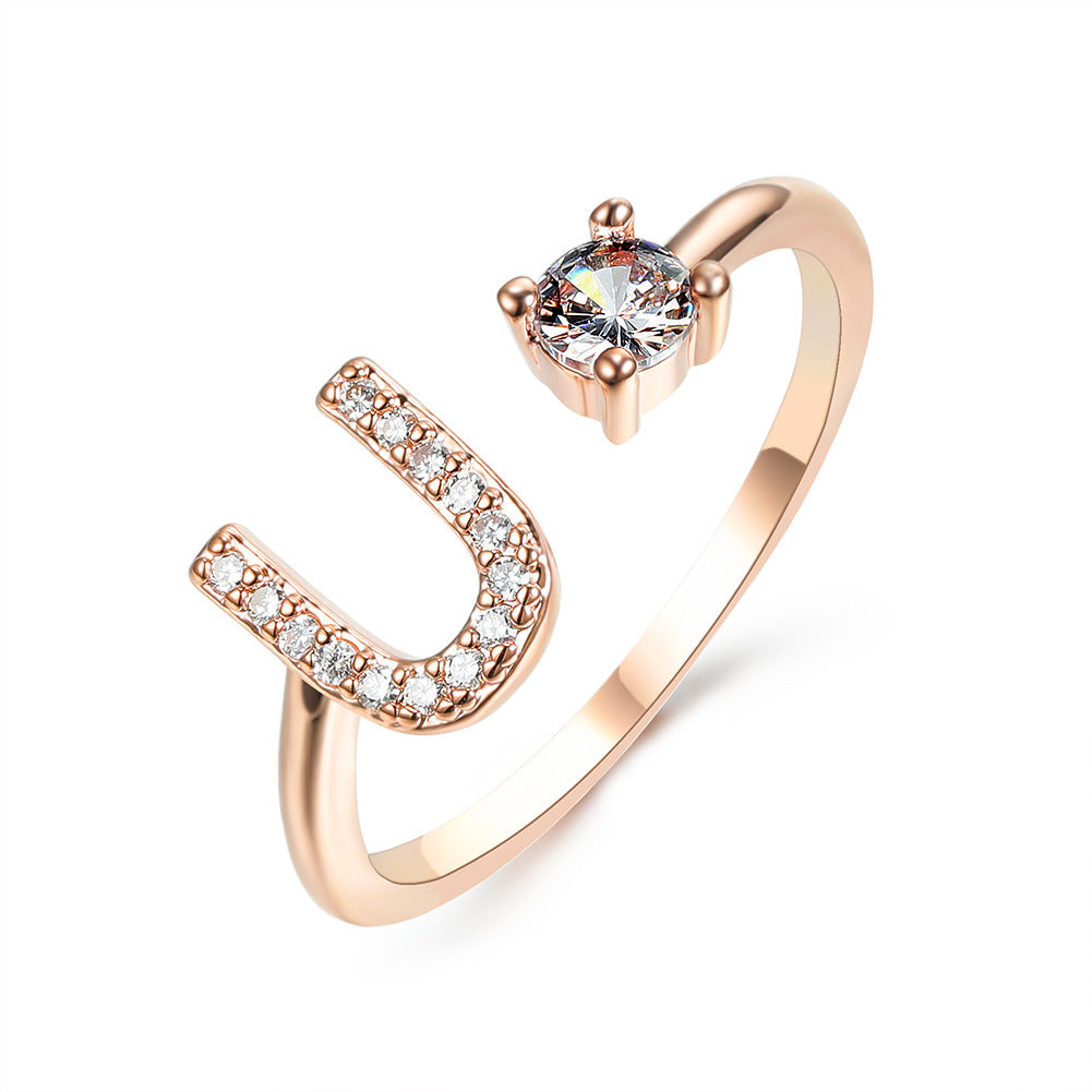 Adjustable 26 Initial Letter Rings. Fashion Simple Elegant Jewelry for Women