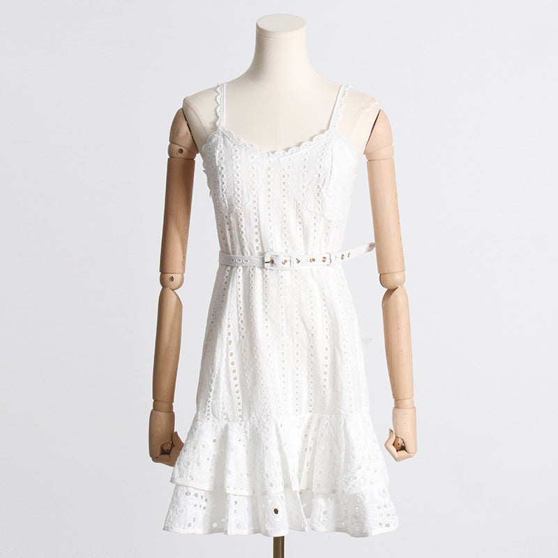 Summer New Sexy Embroidered Ruffled Dress