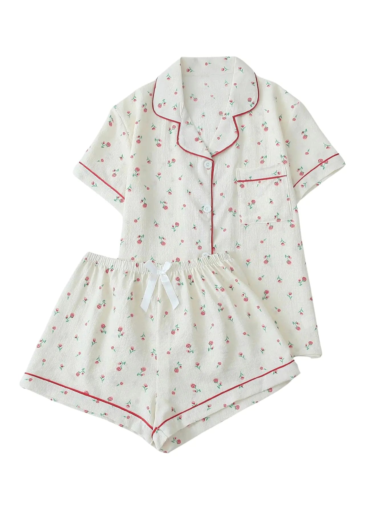 Verdusa Womens 2 Piece Pajama Sets. Cute Button Down Shirts and Shorts Sleepwear