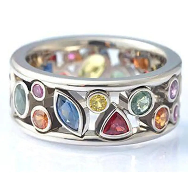 Colorful Hollow Diamond Ring for Women - Elegant Zircon Jewelry