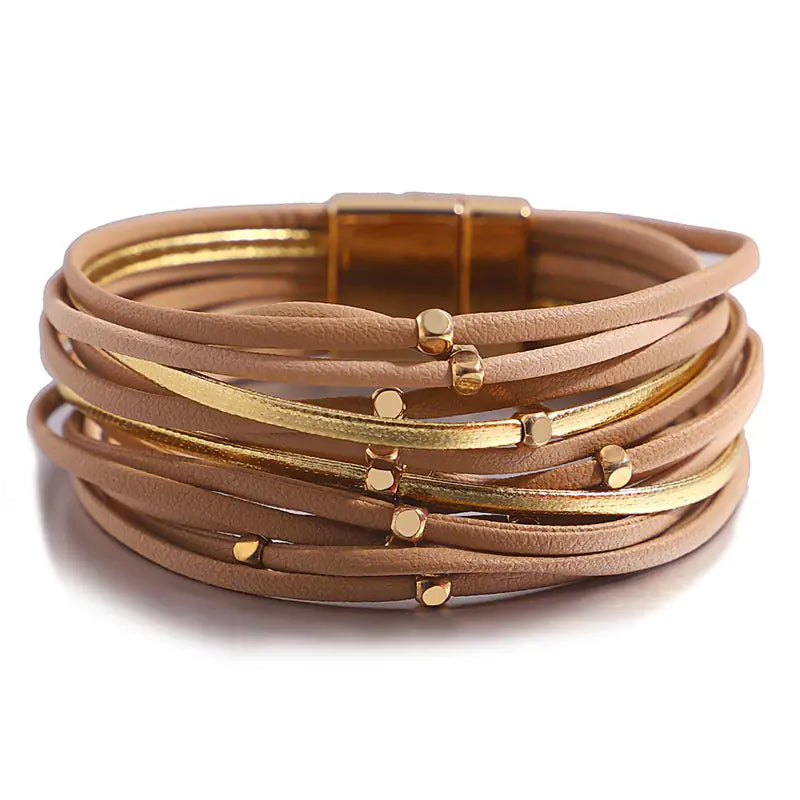 Vintage Beads Soft Leather Women's Bracelet