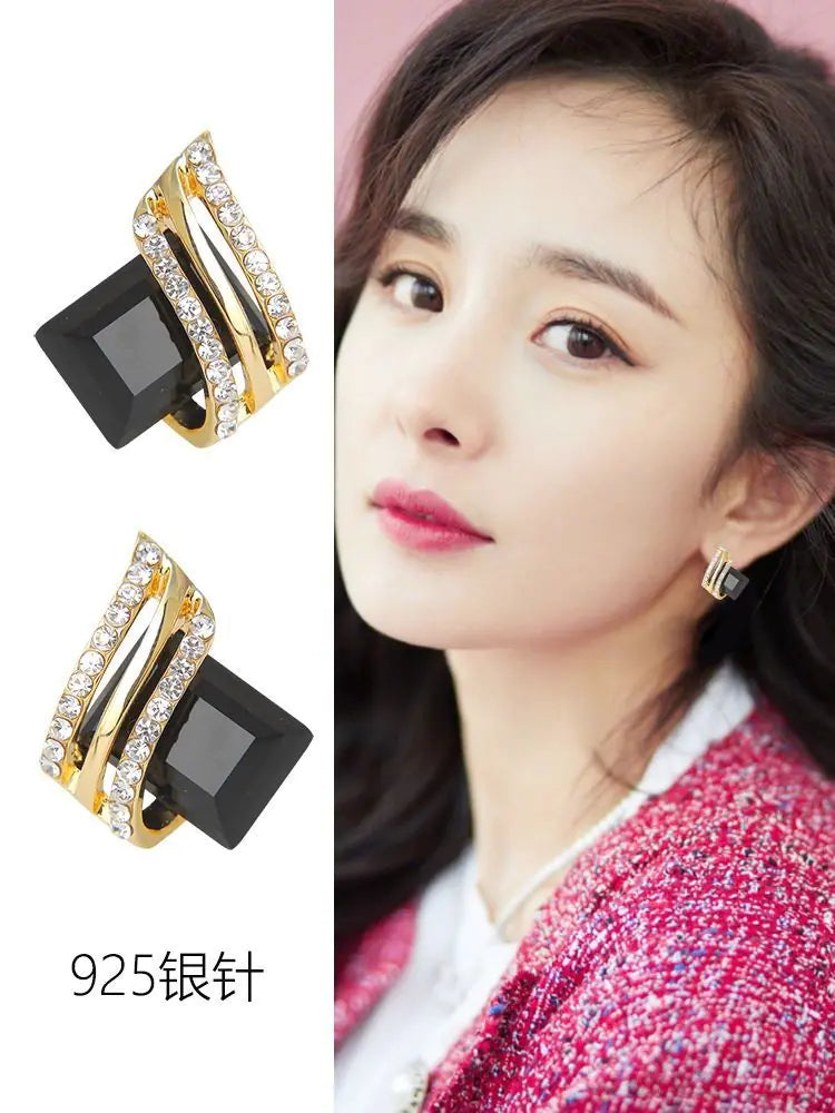 Geometric Crystal Earrings for Women - Hypoallergenic