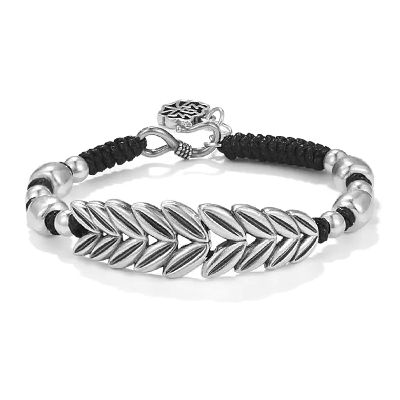 S999 Sterling Silver Handwoven Barley Bracelet