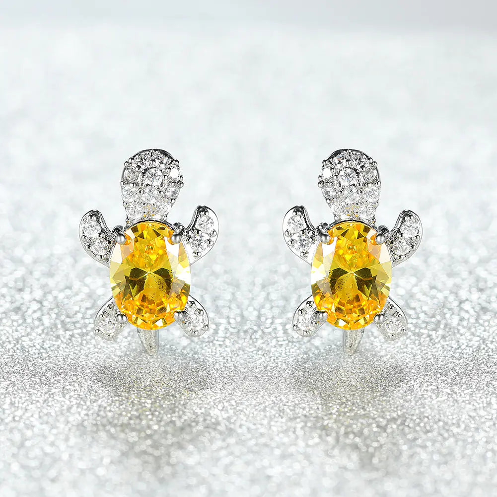 Creative Turtle Zircon Earrings for Women (Animal Design)