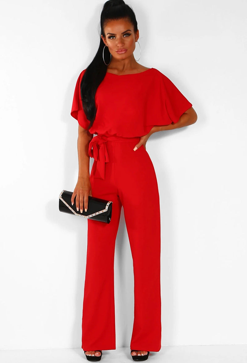Women's Light Short Sleeve Professional Jumpsuit
