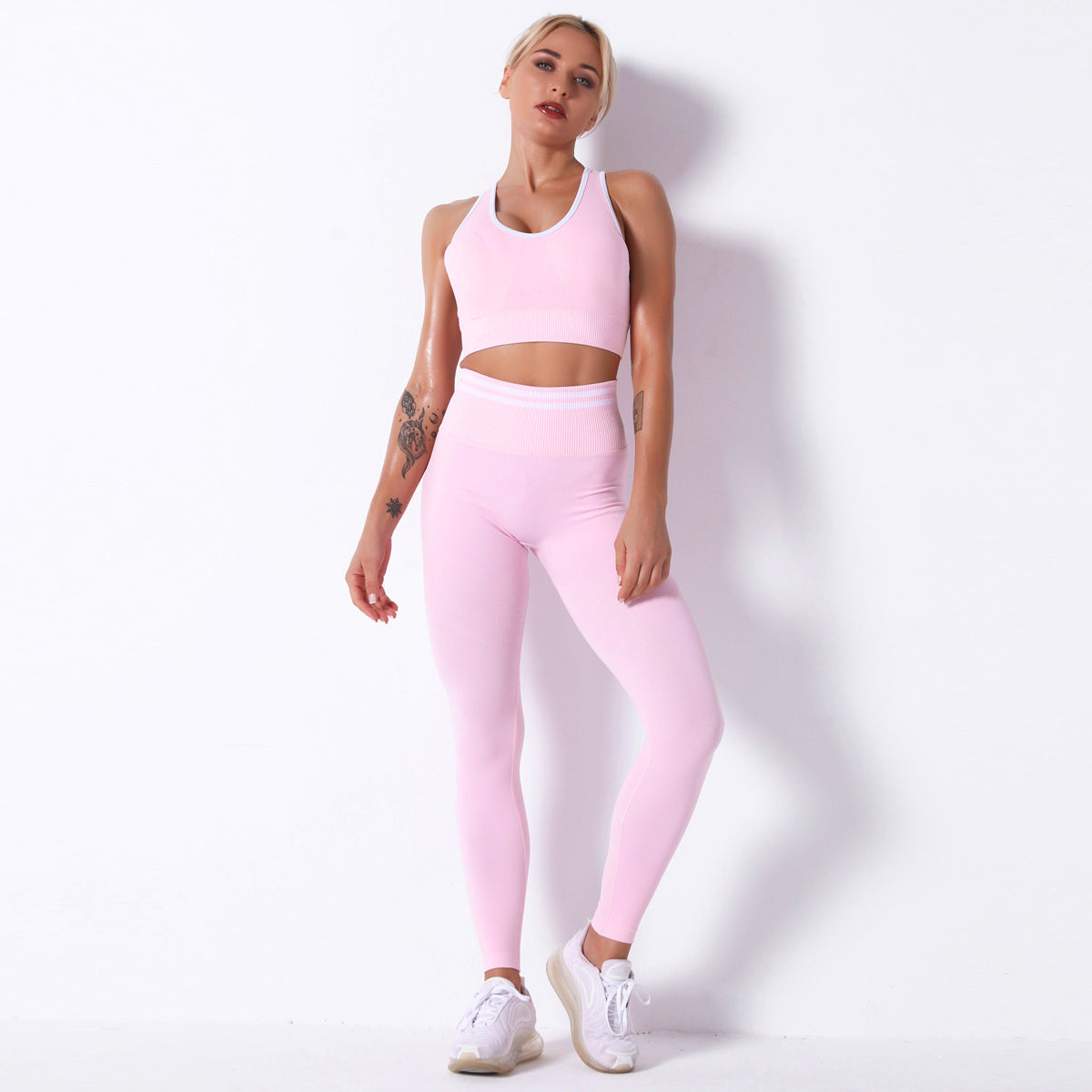 Seamless Knit Butt-Lifting Yoga Pants Set for Women