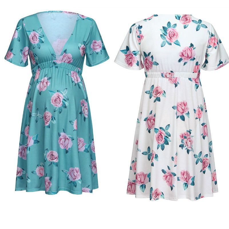 Floral Waist-Cinching Dress for Maternity Wear