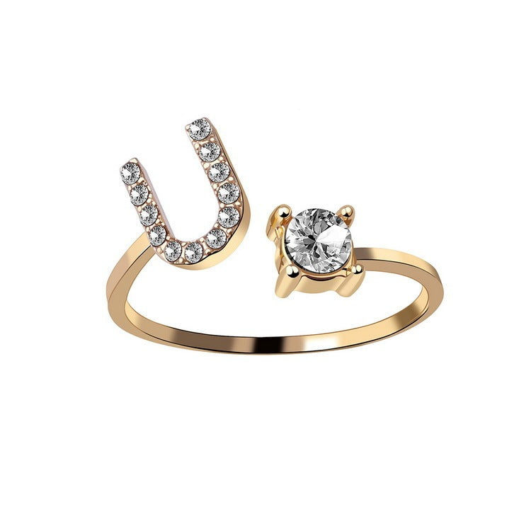 Adjustable 26 Initial Letter Rings. Fashion Simple Elegant Jewelry for Women