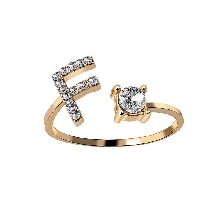 Adjustable 26 Initial Letter Rings. Fashion Simple Elegant Jewelry for Women