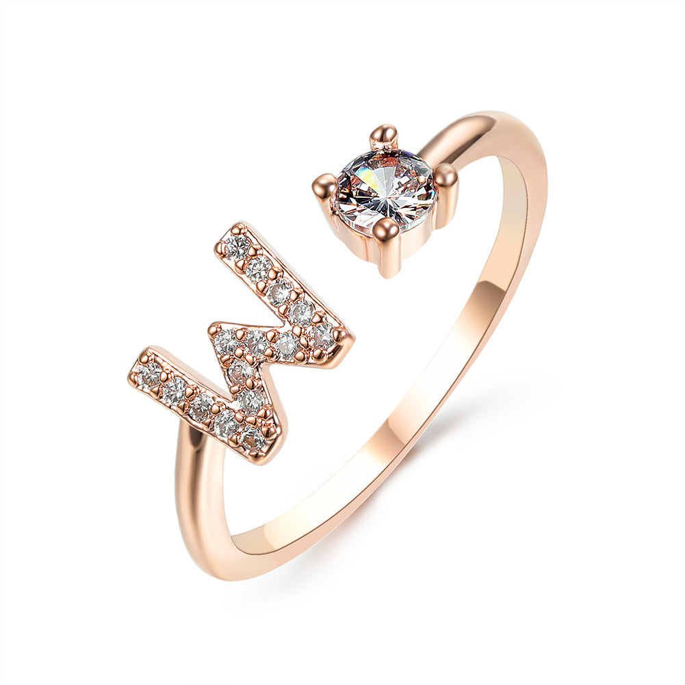 Adjustable 26 Initial Letter Rings. Fashion Simple Elegant Jewelry for Women