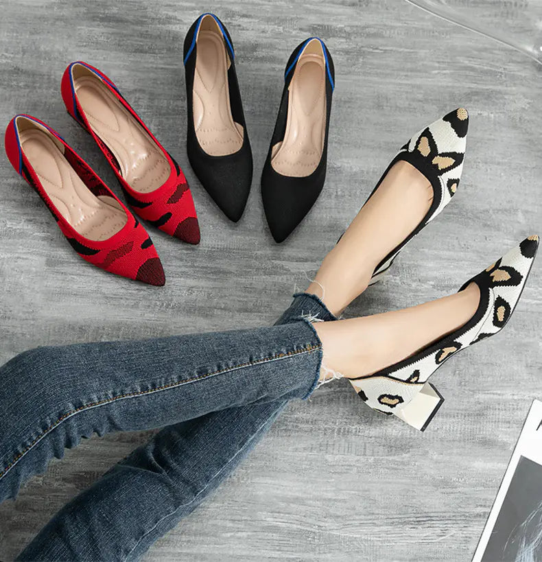 Women's Breathable Woven Pointed High Heels Shoes