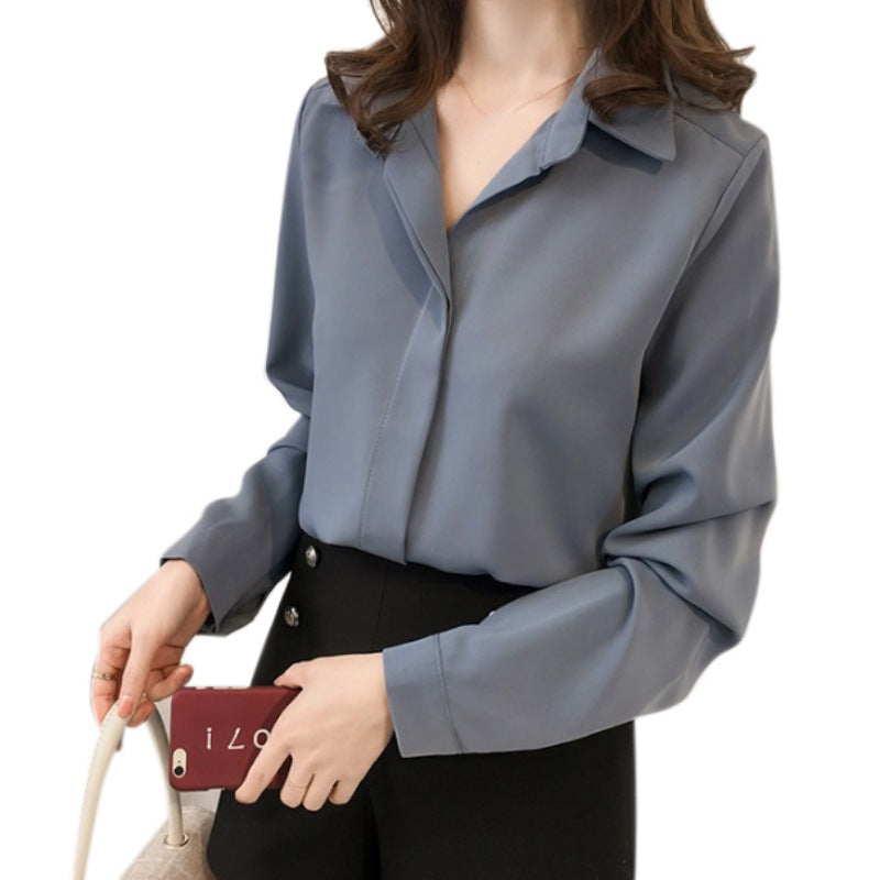 Casual Long Sleeve Chiffon Blouse for Office Wear