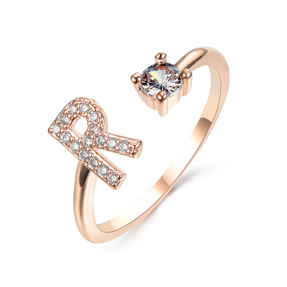 Adjustable 26 Initial Letter Rings. Fashion Simple Elegant Jewelry for Women
