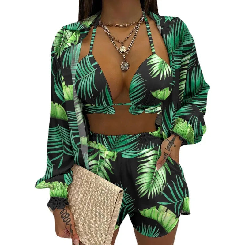 Summer Women's Sexy Three-Piece Beach Outfit