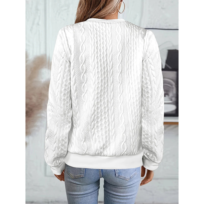 Women's Textured Half Zip Pullover Tops. Casual Long Sleeve Crewneck Sweatshirts