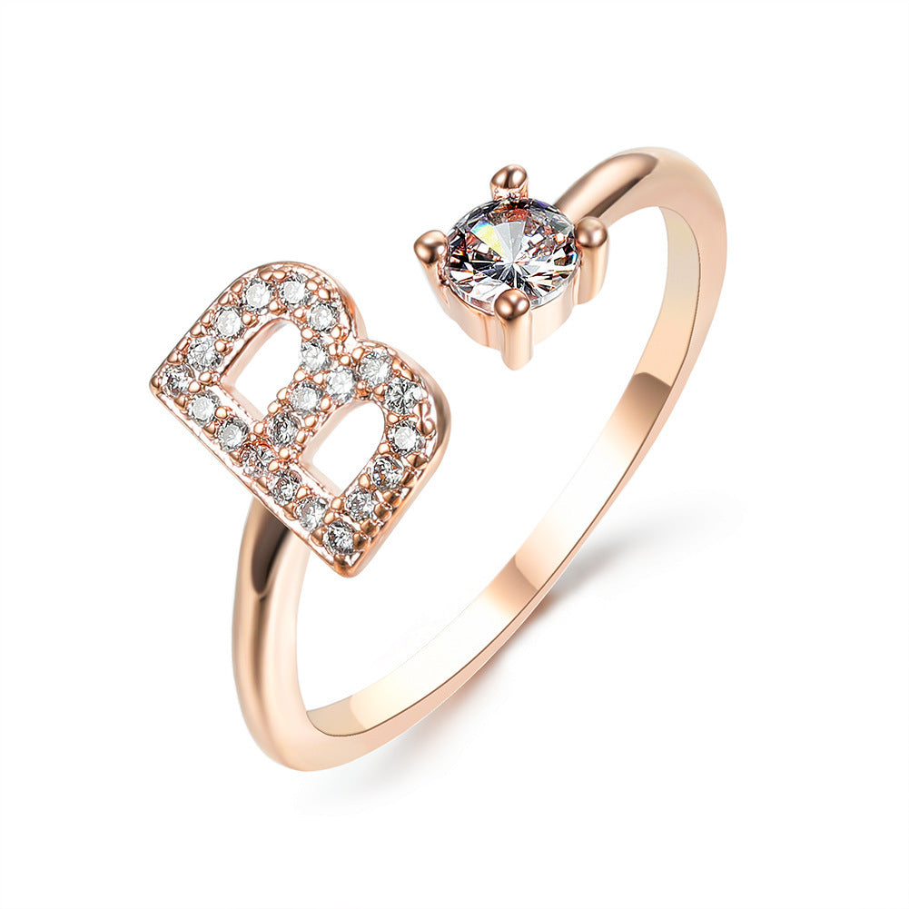 Adjustable 26 Initial Letter Rings. Fashion Simple Elegant Jewelry for Women