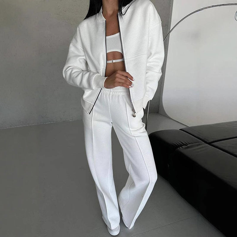2 Piece Sweatsuit Set for women, Zip Up Long Sleeve Sweatshirt Jacket And Wide Leg Sweatpants