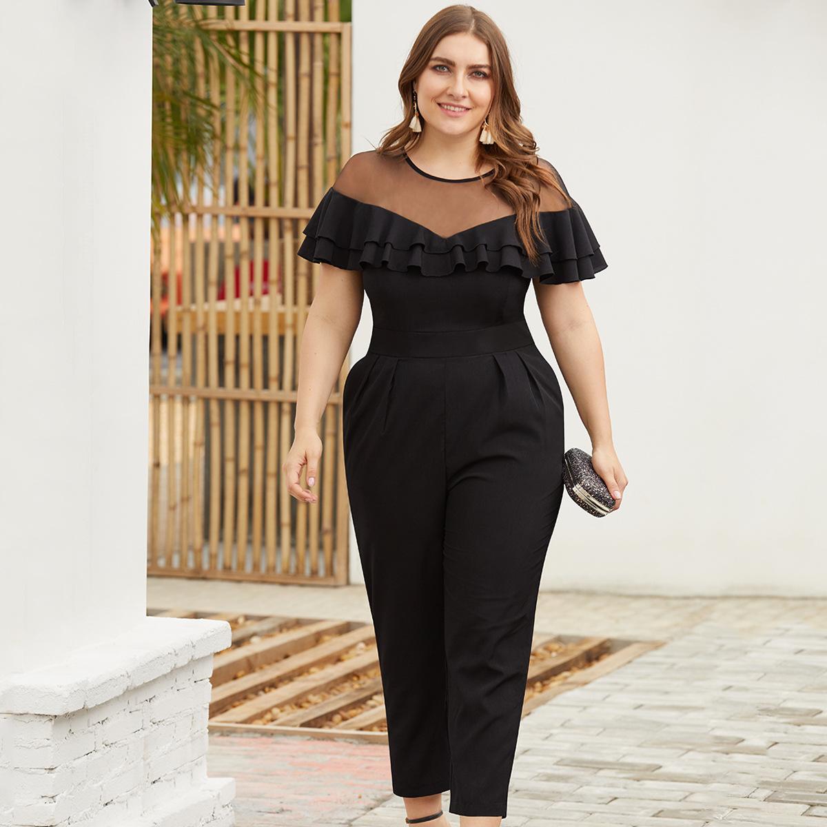 Ruffled Jumpsuit with Tapered Legs