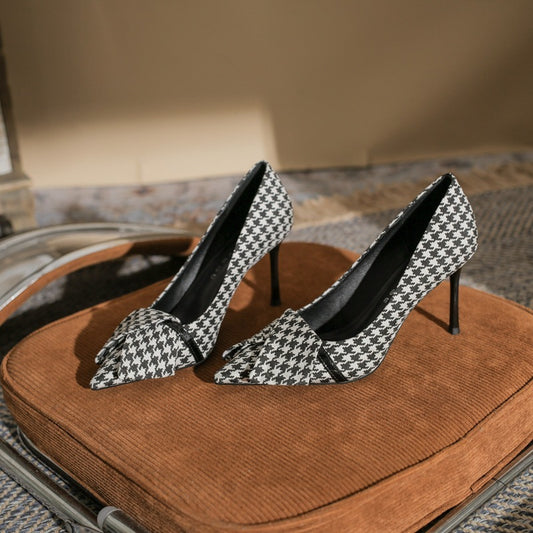 Stiletto Women's New Spring Temperament Pointed Bow High Heels Shoes