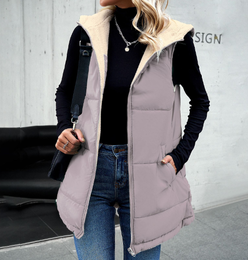Women's Hooded Cotton Jacket with Pockets (One Piece)