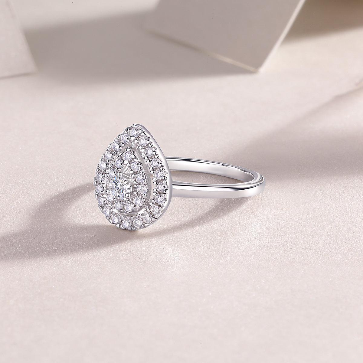 Set Of Large Diamond Rings. Luxury Fashion Set With Moissanite Silver Rings