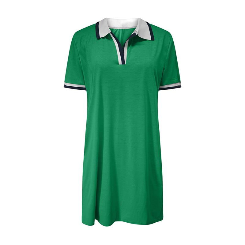Women's Polo Dress. Short Sleeve V Neck Casual Summer Mini Shirt Dress With Pockets