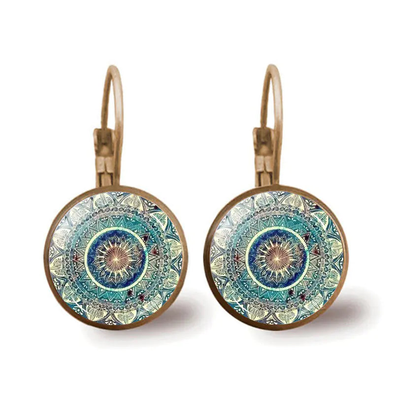 Vintage Yoga Mandala Flower Earrings for Women