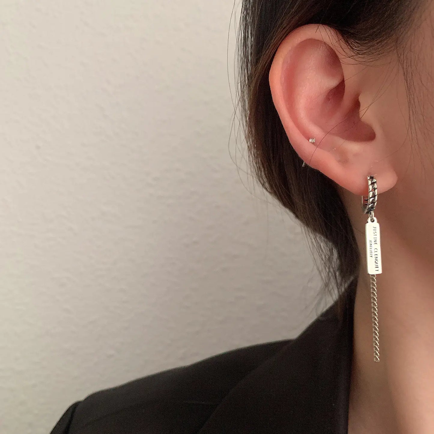 Vintage Amethyst Love Asymmetric Earrings for Women