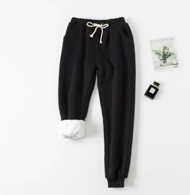 Winter Thickened Lamb Fleece Jogger Pants for Women