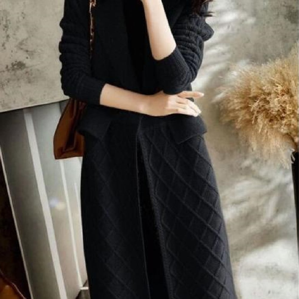 Thickened Solid Color Women's Sweater Coat