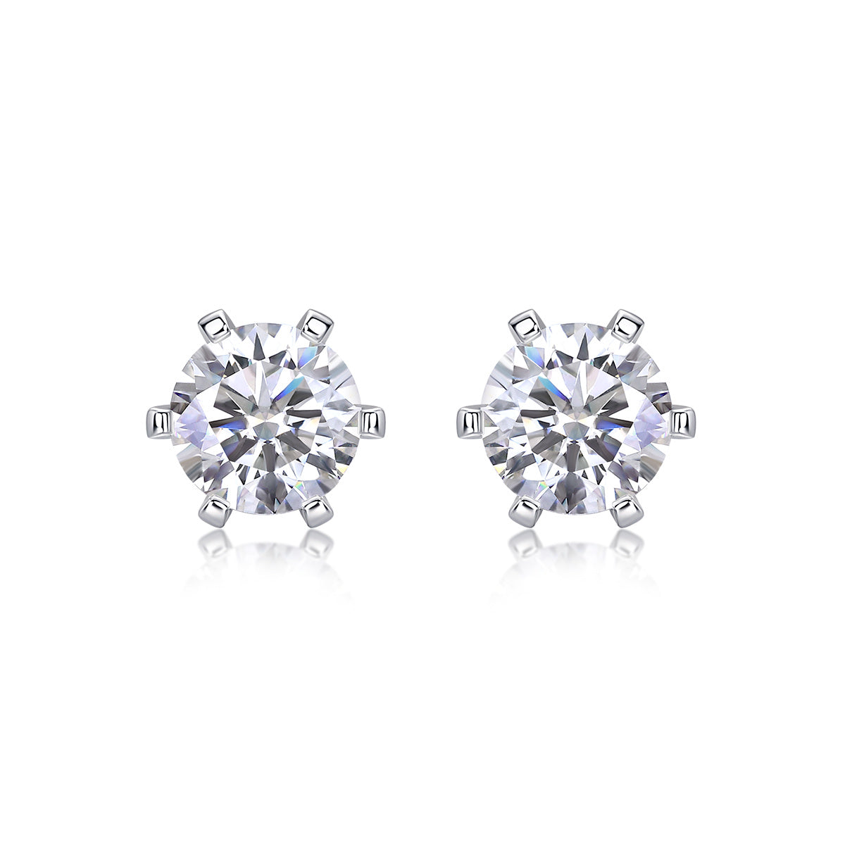Quiet Luxury Fashion Diamond Earrings. Stud Set With Mosan Diamond Silver Ornaments