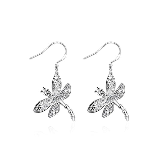 Stylish Dragonfly Earrings with Rhinestones for Women