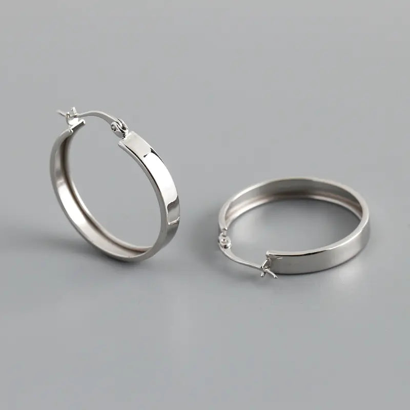 Simple Round Wide Flat Bottom Earrings for Women